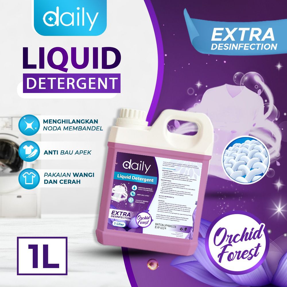 LAUNDRY LIQUID DETERGENT DAILY 1 LITER DETERJEN CAIR PREMIUM AROMA BLUE OCEAN - ORCHID FOREST - SWEET CHARM 1L