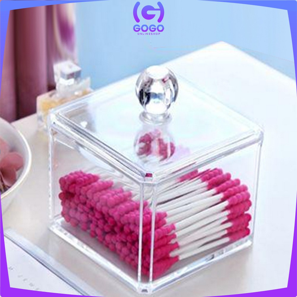 GOGO-K13 Kotak Kosmetik Arylic Rak Tempat Kapas Kotak Perhiasan Multi Fungsi Kapas &amp; Cotton Bud
