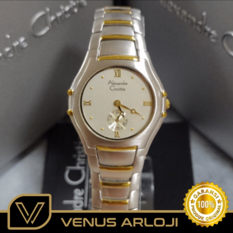 Jam Alexandre Christie AC 8066 LS BTG. Wanita Rantai Silver Gold Bulat