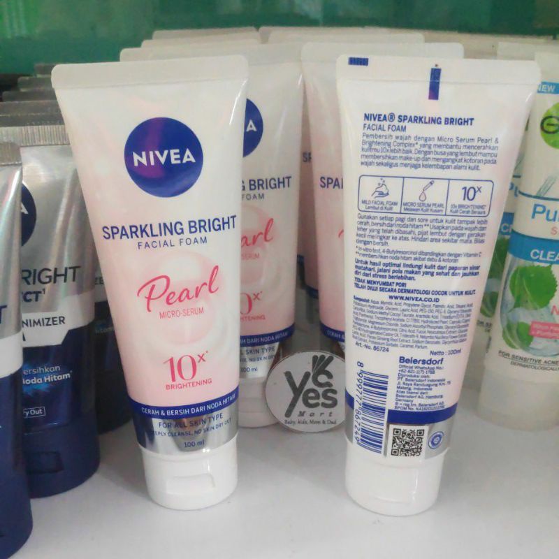 Nivea Facial Foam 100 ml Pearl Micro Serum Wash sabun cuci muka wajah makeup white