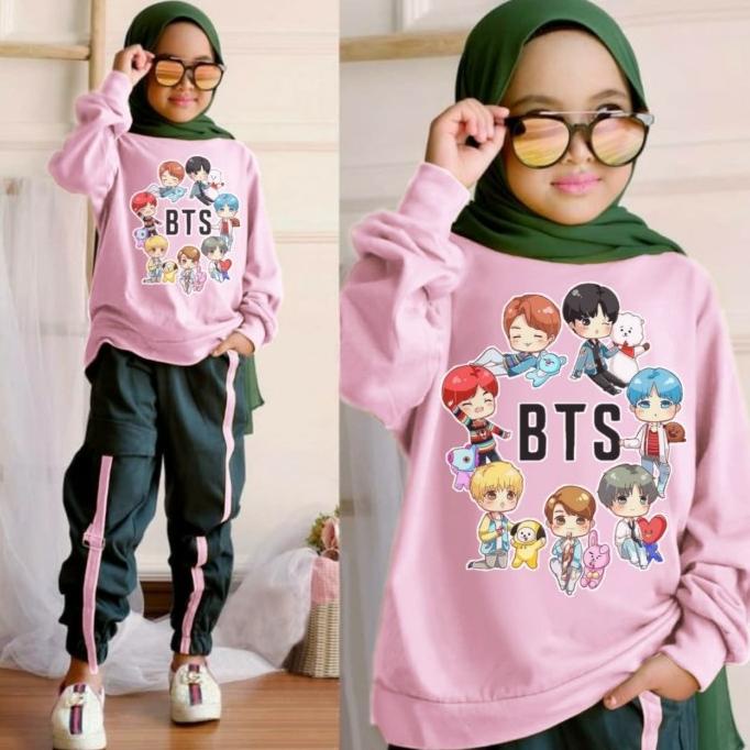 Setelan Celana Training Anak Perempuan BTS/Fashion Anak Perempuan/Baju