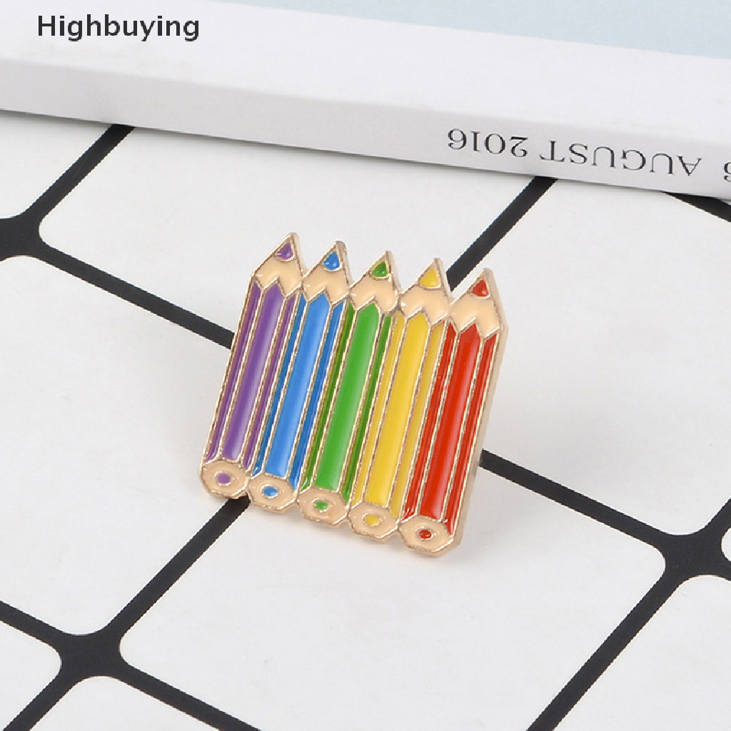 Bros pin Enamel Desain Kartun Pensil Warna Untuk Kerah Kemeja Denim Glory