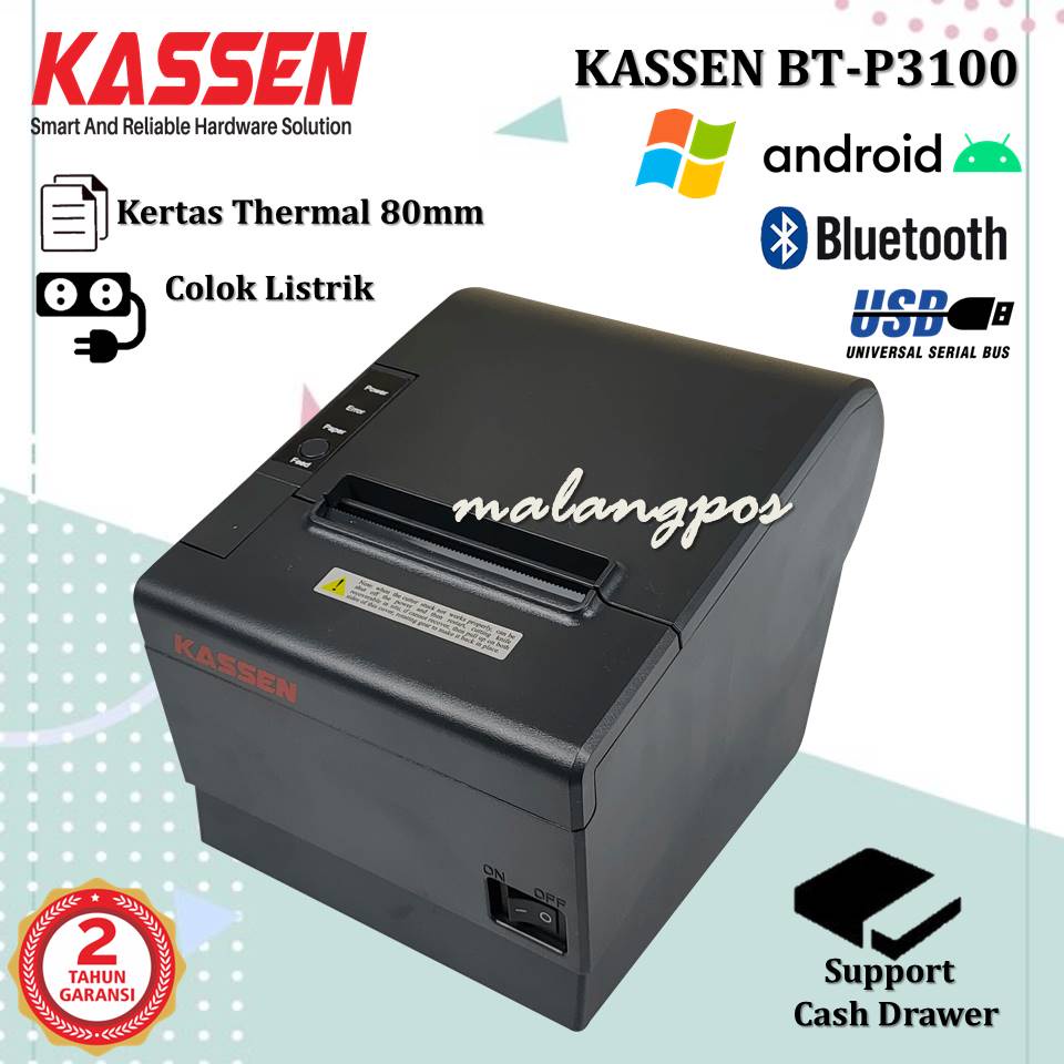 Kassen BT-P3100 BTP3100 Usb Bluetooth Printer Thermal 80mm Autocutter Support RJ11