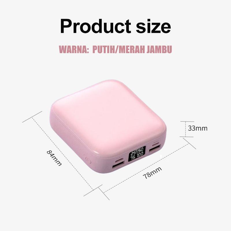 Powerbank 20000mAh Kapasitas Besar Powerbank Built in 3 Cables Fast Charging Portable Power Bank Make-up Mirror