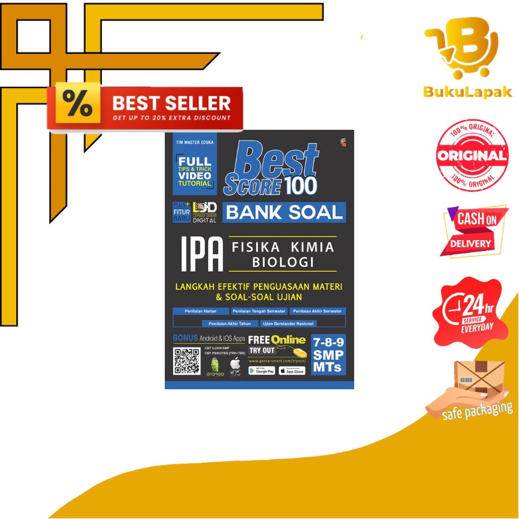 Buku IPA SMP, Best Score 100: Bank Soal IPA SMP 7-8-9, Genta Smart