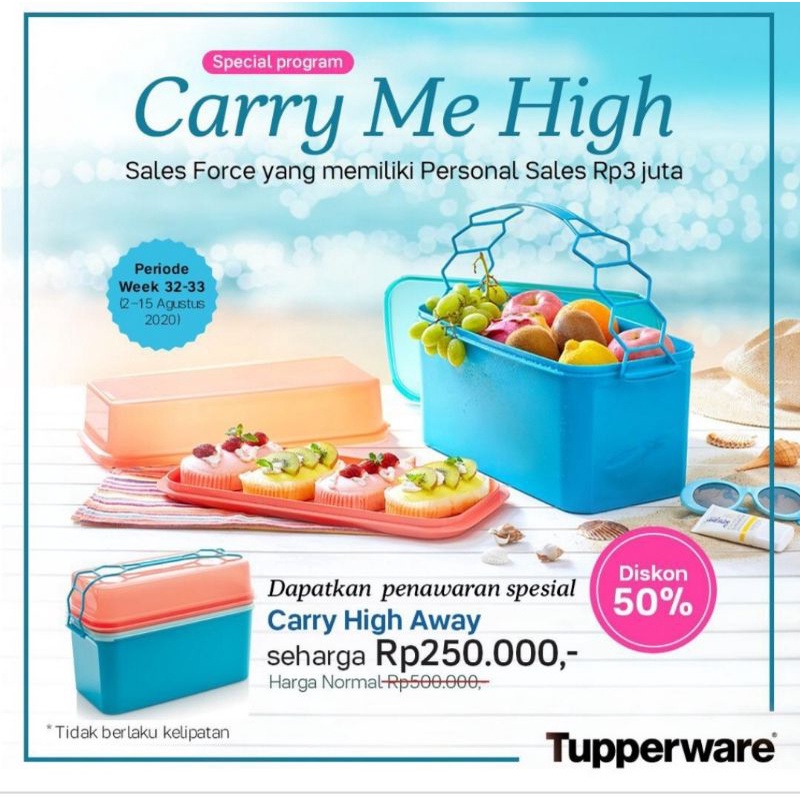rantang sysun carry high away original tupperware/kotak bulat