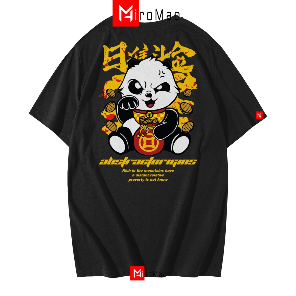HiroMao Kaos Distro PANDA COIN Cotton Combed 30s Premium Tulisan Japan Tshirt Pria Distro Baju Oblon