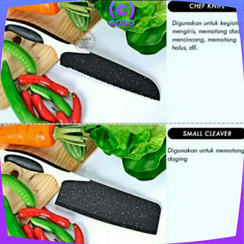 GOGO-C443 Pisau Dapur Set 5in1 Multifungsi / Pisau Keramik Serbaguna Pengupas Buah Dan Sayur Kitchen Knife Set Ceramik Peeler