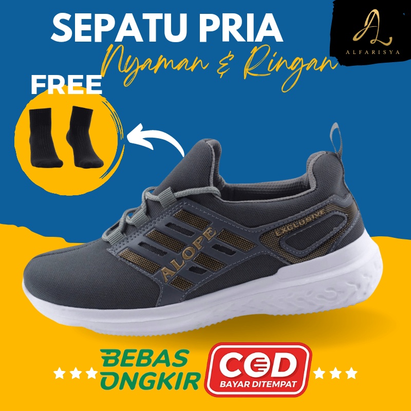 Sepatu Sneakers Pria Import Kets Kasual Abu Merah Navy Hitam Kulit Sintetis Kanvas Model Terbaru