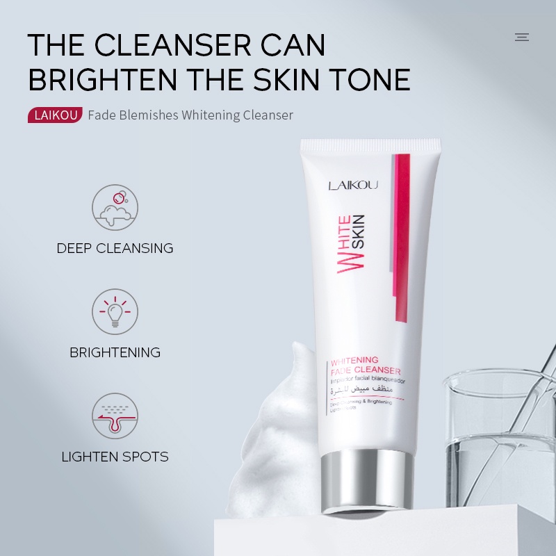 LAIKOU Foam Cleanser Niacinamide Memudarkan Bekas Jerawat Sabun Wajah Memutihkan 80g