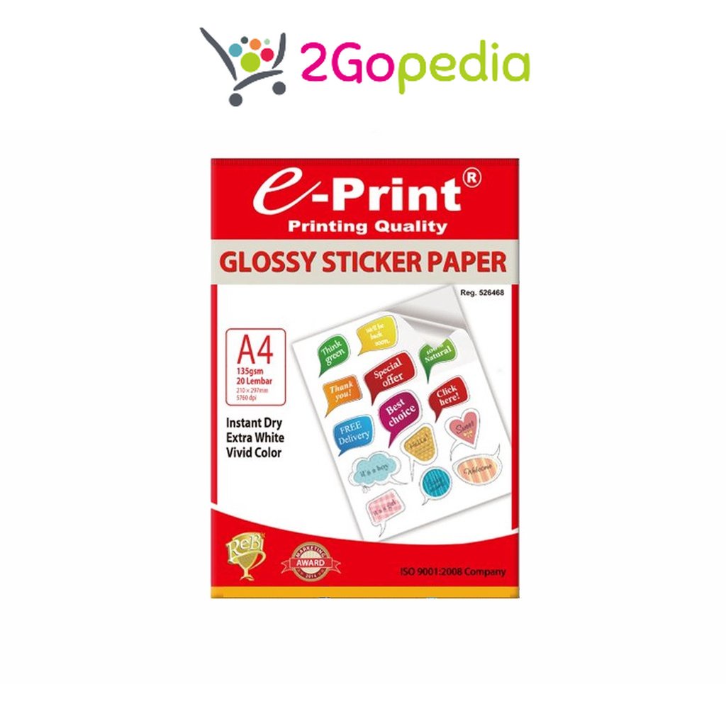 

Sticker Glossy A4 135 Gsm 20 Lembar e-Print Grosir Murah Atk