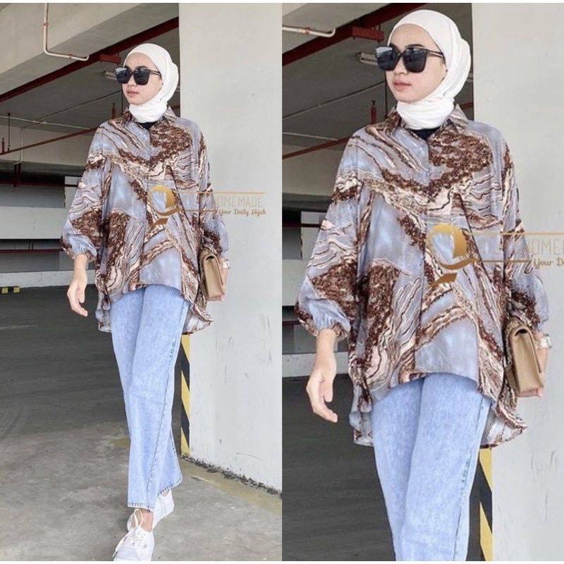 [90rban Dapat 3pcs] KEMEJA OVERSIZE WANITA RAYON MOTIF VIRAL