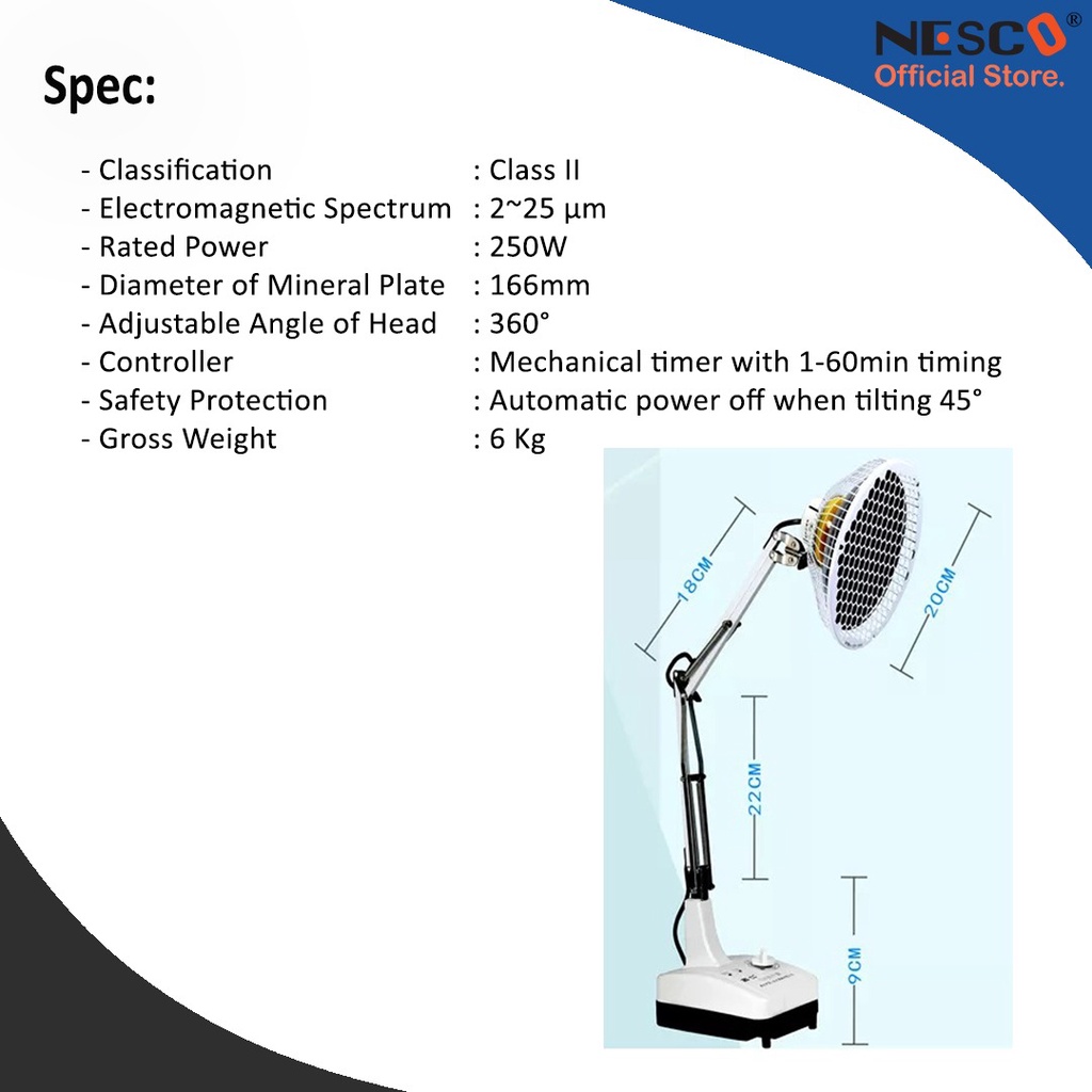 NESCO TDP Medical Lamp, Vertical model IR, T-I-3 (desktop)