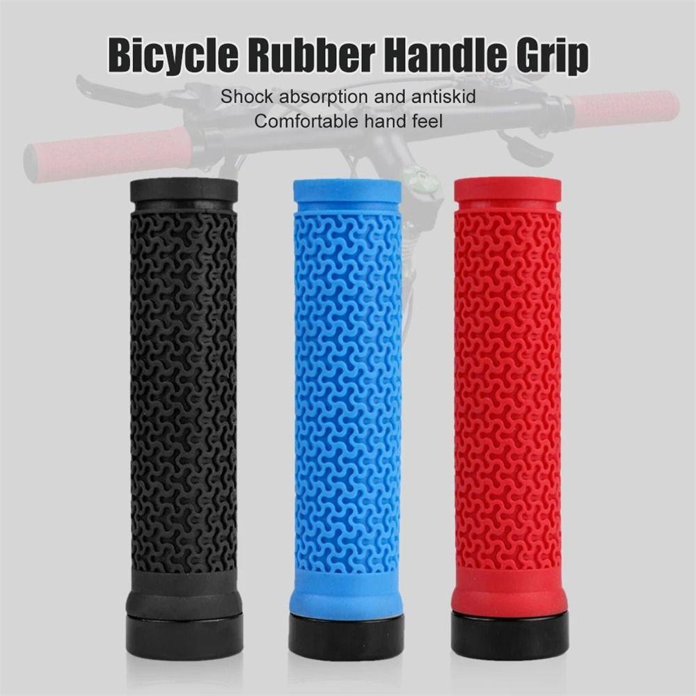 R-FLOWER 1pasang Pegangan Sepeda Bar Grip Tekstur Shock-Proof MTB Olahraga Luar Ruangan Penguncian Satu Sisi