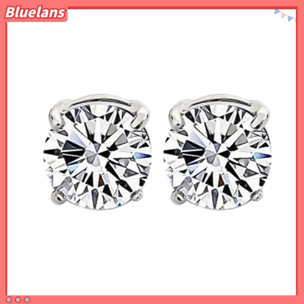 Bluelans Earrings 4 Claws Design Non-Piercing Alloy Magnet Rhinestone Inlaid Ear Stud