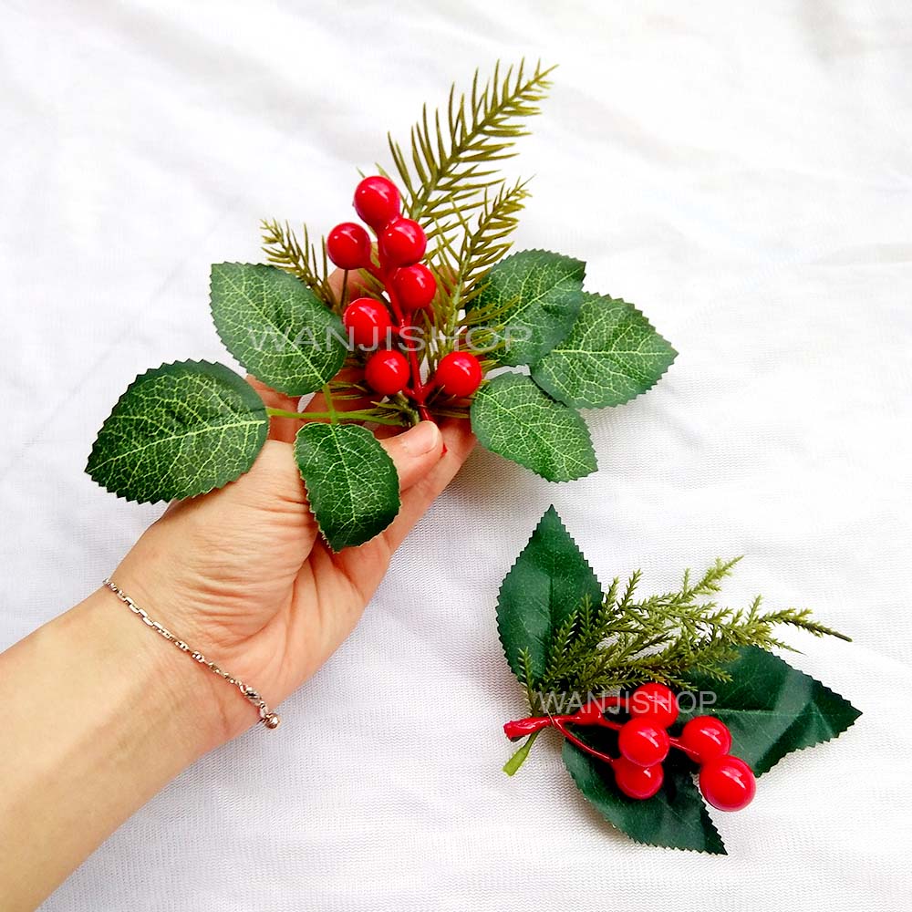 CERI DAUN Buah Lobi Aksesoris Hiasan Dekorasi Pohon Natal Christmas Bunga Buket Gift Hadiah Hampers Kado