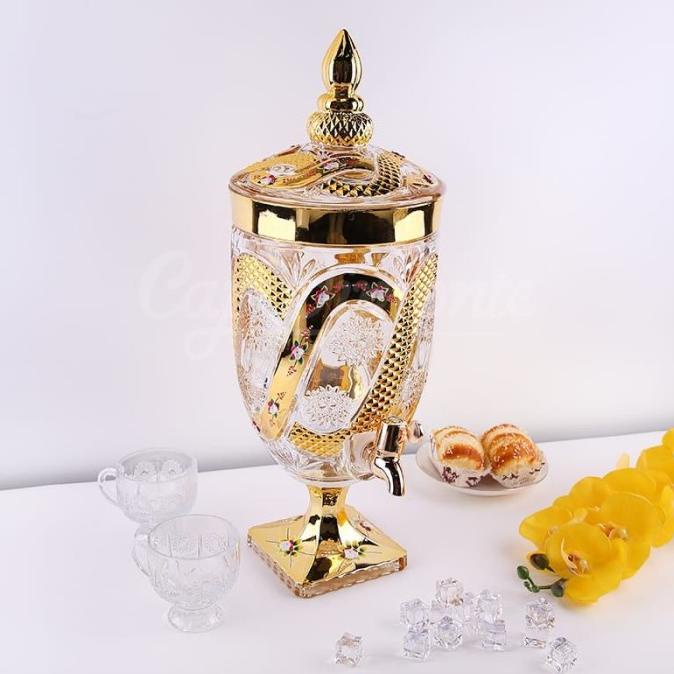 Dispenser/Tempat Air Minuman Kaca /Memiliki Corak Yang Indah Dan Mewah