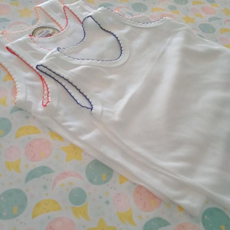 Singlet piko-piko bayi kaos dalam anak motif SNI cotton adem bergambar "DZA.18Oc22d"