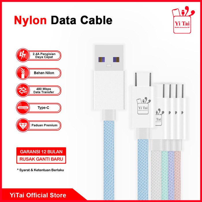 Kabel Data Type C - Kabel Data Nylon Fast Charging Yi Tai YTNC-100