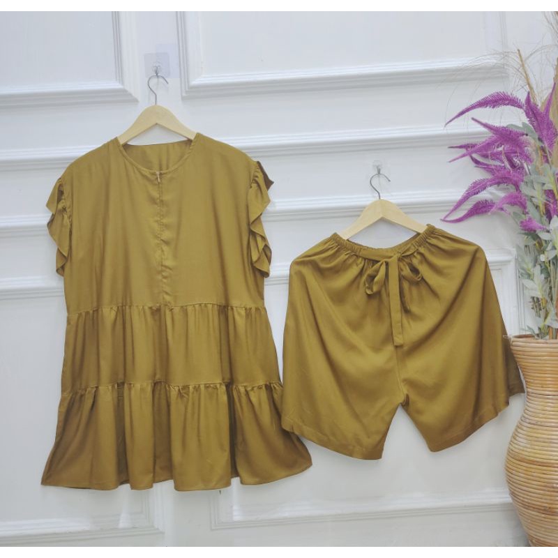 Airin set piyama wanita setcel rayon motif set rayon setelan rayon