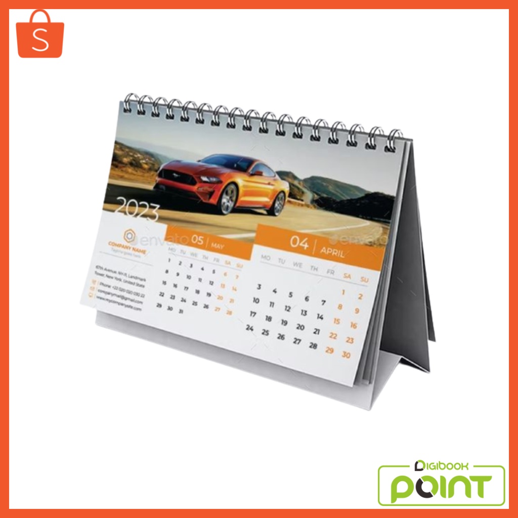 

Kalender Duduk 2024 Custom - Penyangga Dupleks 14 Lembar 1 Muka - Kertas AC 230