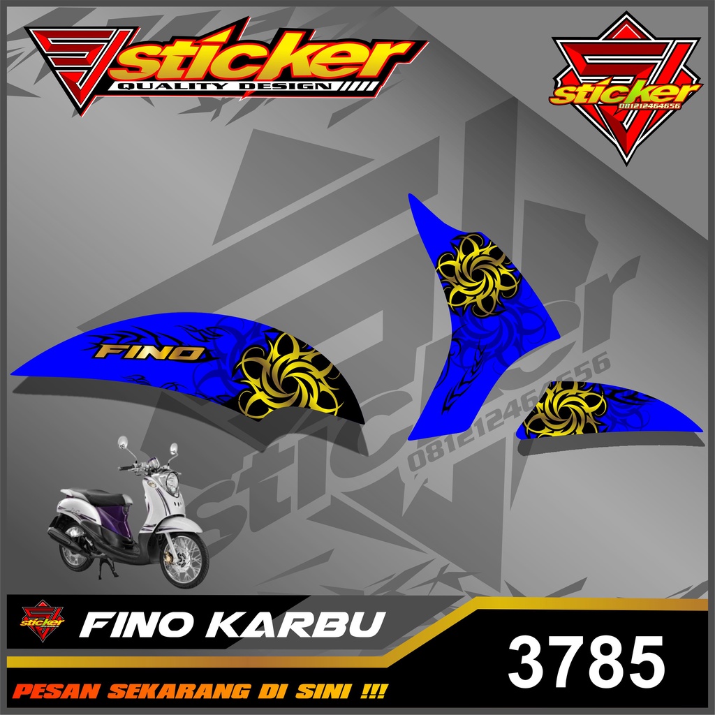 3785 STICKER STRIPING MOTOR FINO KARBU VARIASI LIST RACING FLOWER GOLD