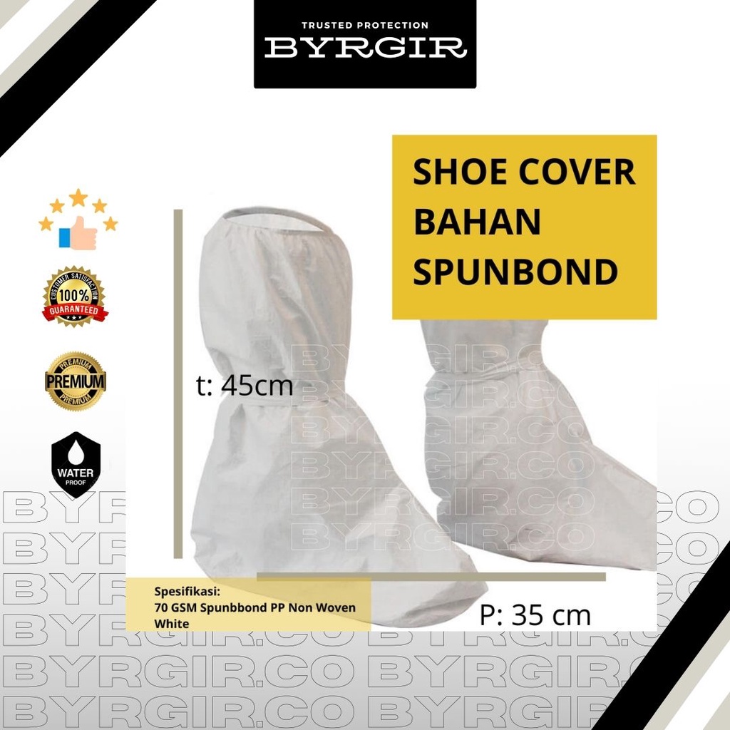 Disposable Long Shoe Shoes Cover Tinggi Panjang Pelindung Sepatu APD Non Woven Spunbond 75 GSM Tebal