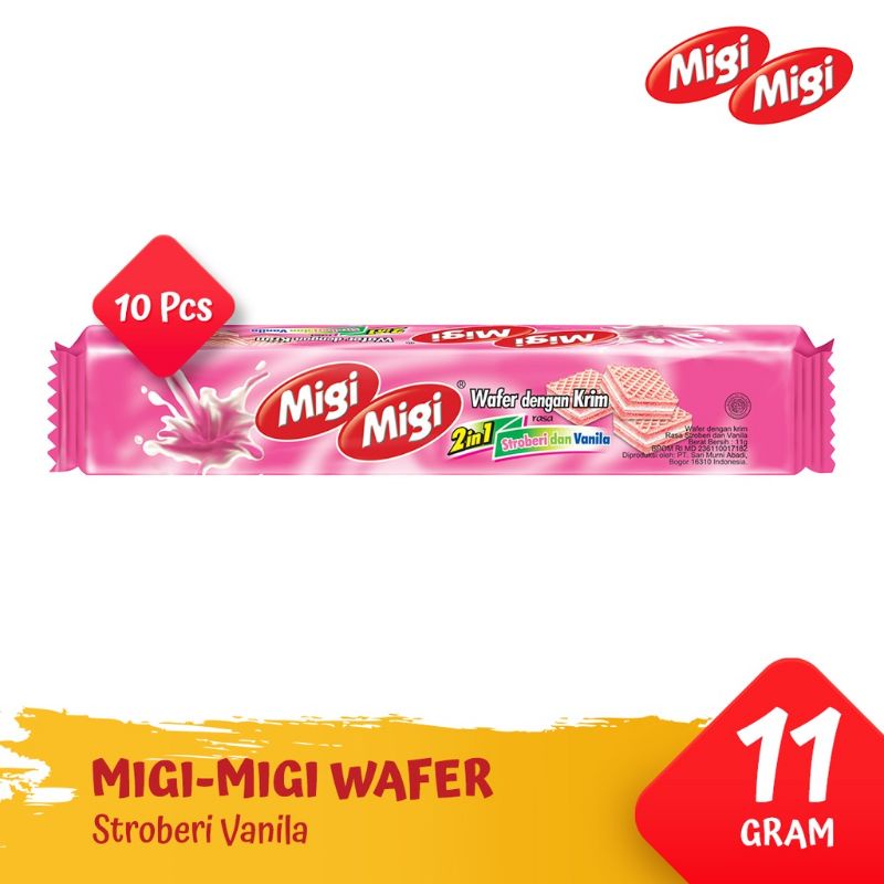 

Migi Migi Wafer krim Rasa Strawberry Vanila (1 pack isi 10pcs)