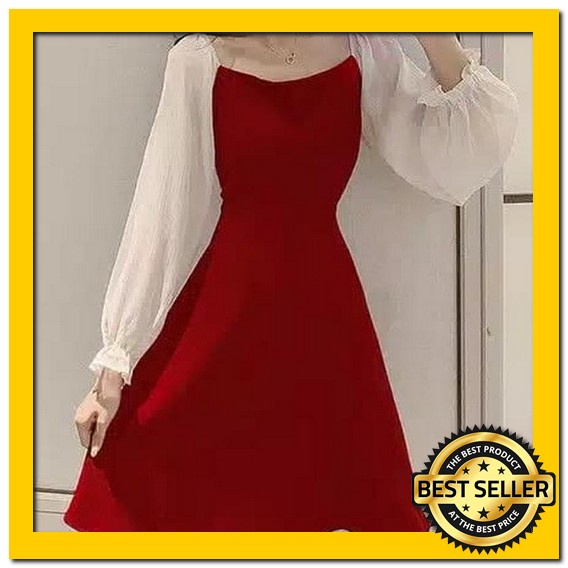 Dress Slimfit Membentuk Badan Sexy Leher Kotak Lengan Pendek Bahan Jersey Premium Tidak Nerawang Teb