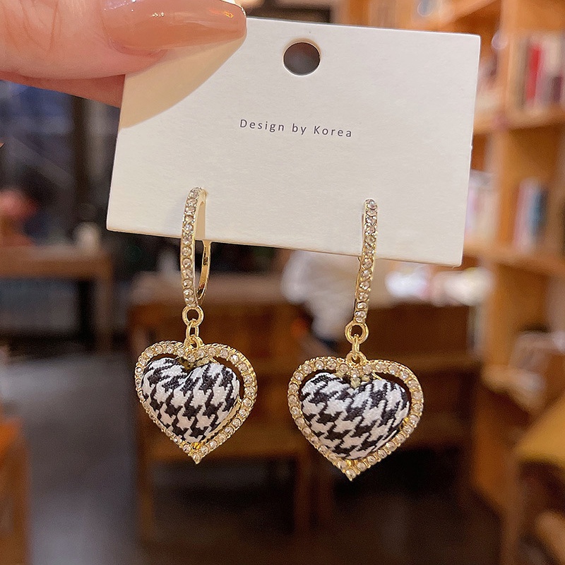 Anting Tusuk Sterling silver 925 Desain Houndstooth Mewah Untuk Wanita