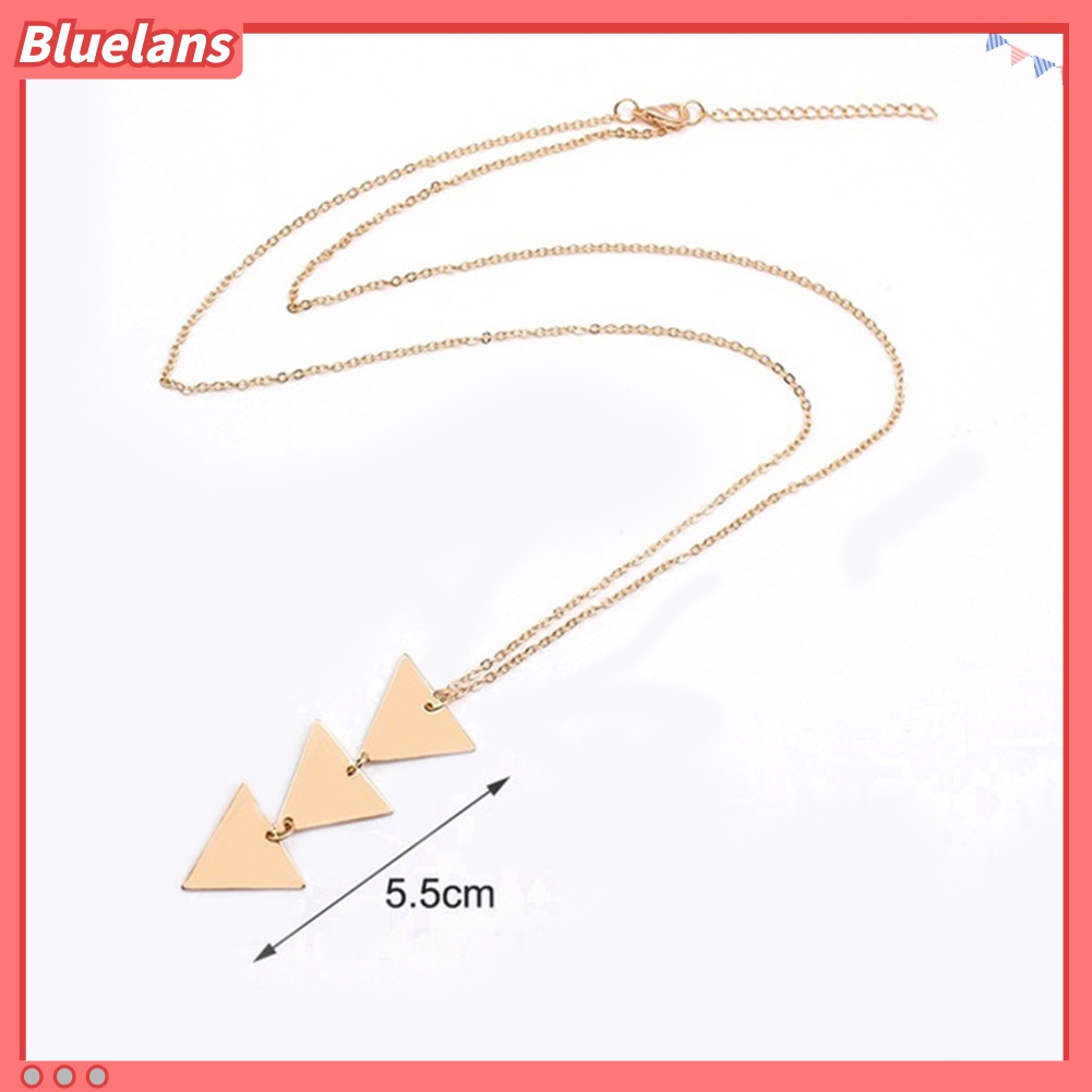 Bluelans Kalung Rantai Panjang Dengan Liontin Segitiga Geometris Untuk Wanita