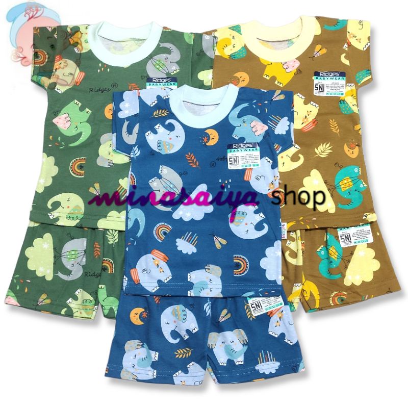 RIDGES Setelan Bayi SNI Lengan Pendek Print Warna Uk. S - XL