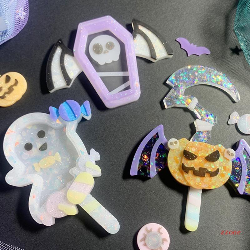 Cetakan Resin Bahan Silikon Tema Halloween Bentuk Labu Hantu Kelelawar