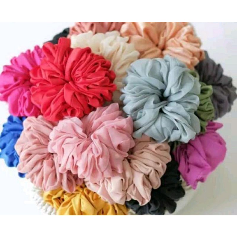 [GROSIR 10] Scrunchie Cepol Ikat Rambut Jumbo Hijab Penambah Volume Cemol Kunciran Rambut