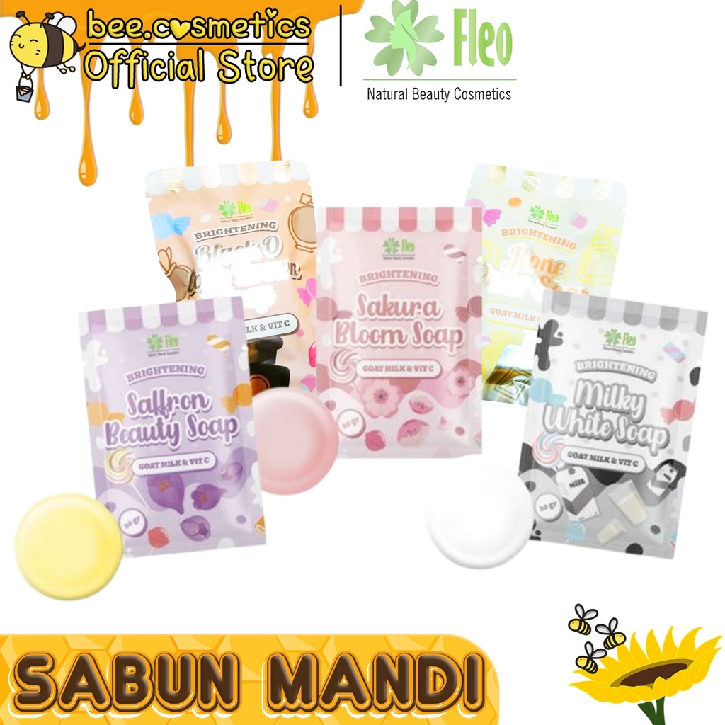 FLEO SABUN BRIGHTENING / SOAP BRIGHTENING 20GR ( BLACK O COFFE BROWN / JLONE PEAR / MILKY WHITE / SA