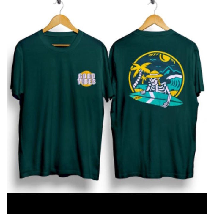 Kaos murah Kaos distro murah baju  distro pria t-shirt murah combed30s good vibe hijau botol