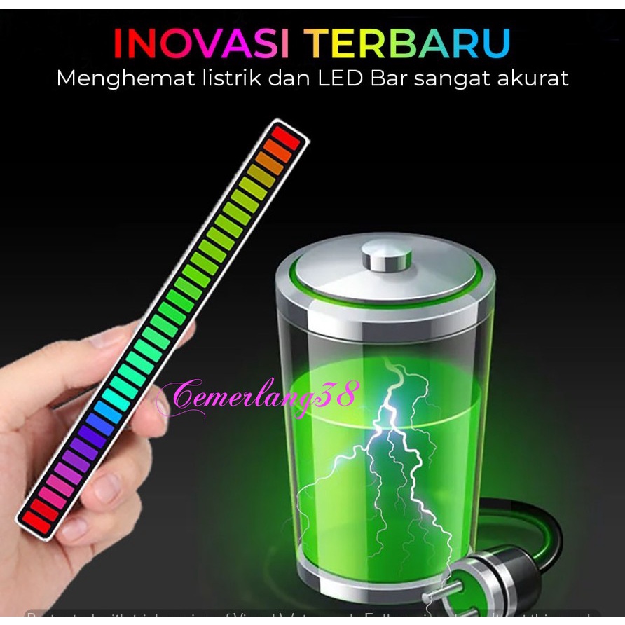 Lampu LED RGB Voice Sound Control Audio Spectrum Indicator Bar Rythm putih