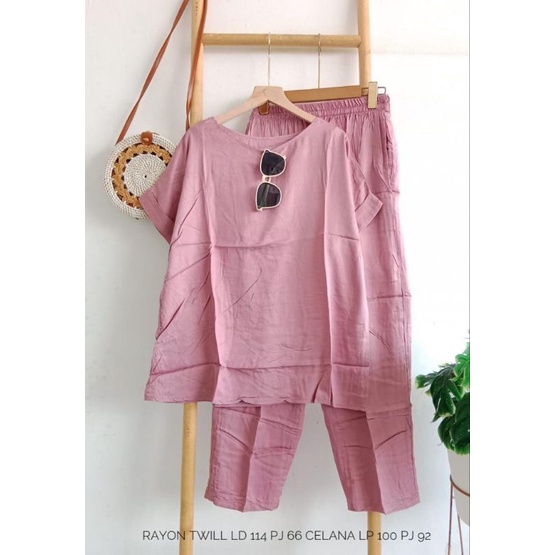 SETELAN RAYON - ONE SET PIYAMA MURAH - SETELAN WANITA SIMPLE TANGAN PENDEK