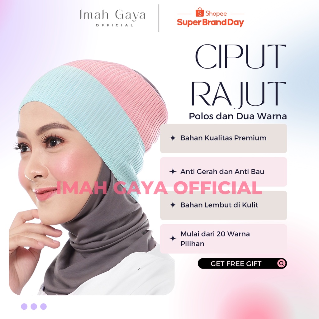 COD CIPUT RAJUT DUA WARNA BANDANA INNER HIJAB PREMIUM