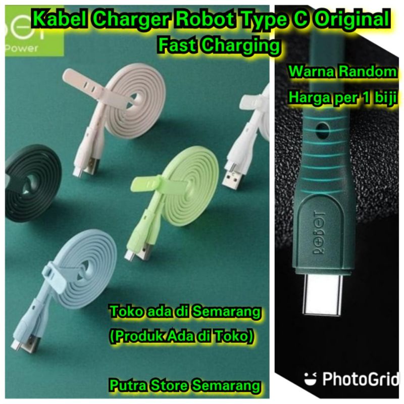 Kabel charger Data robot RGC100 Type C Fast charging Kabel Cas Robot 1 Meter