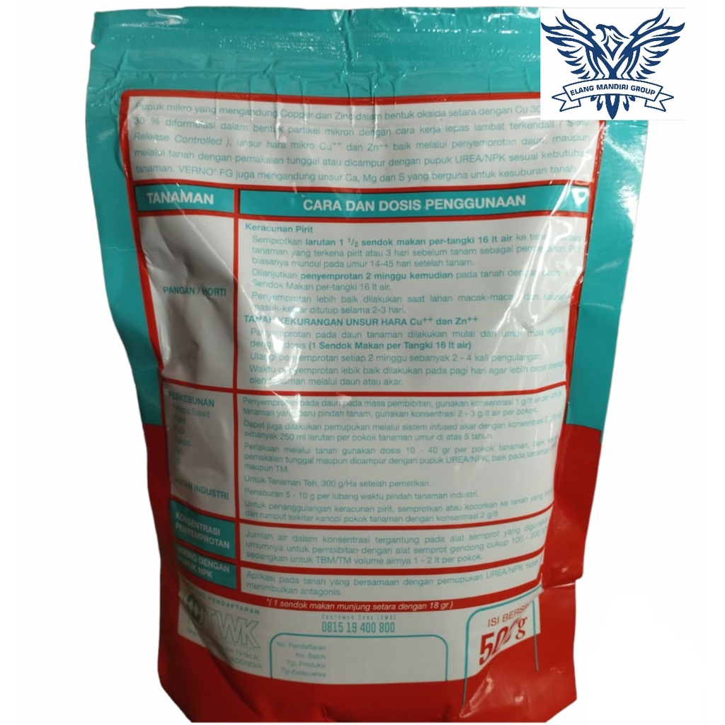 Pupuk Mikro Verno FG 500 gram - Verno FG Cu30 + Zn30