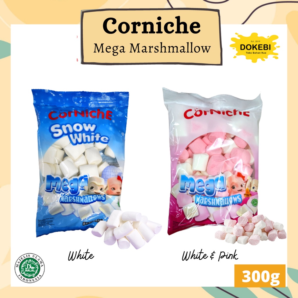

CORNICHE Halal Mega Marshmallow Permen 300gr / Snow White / Pink White