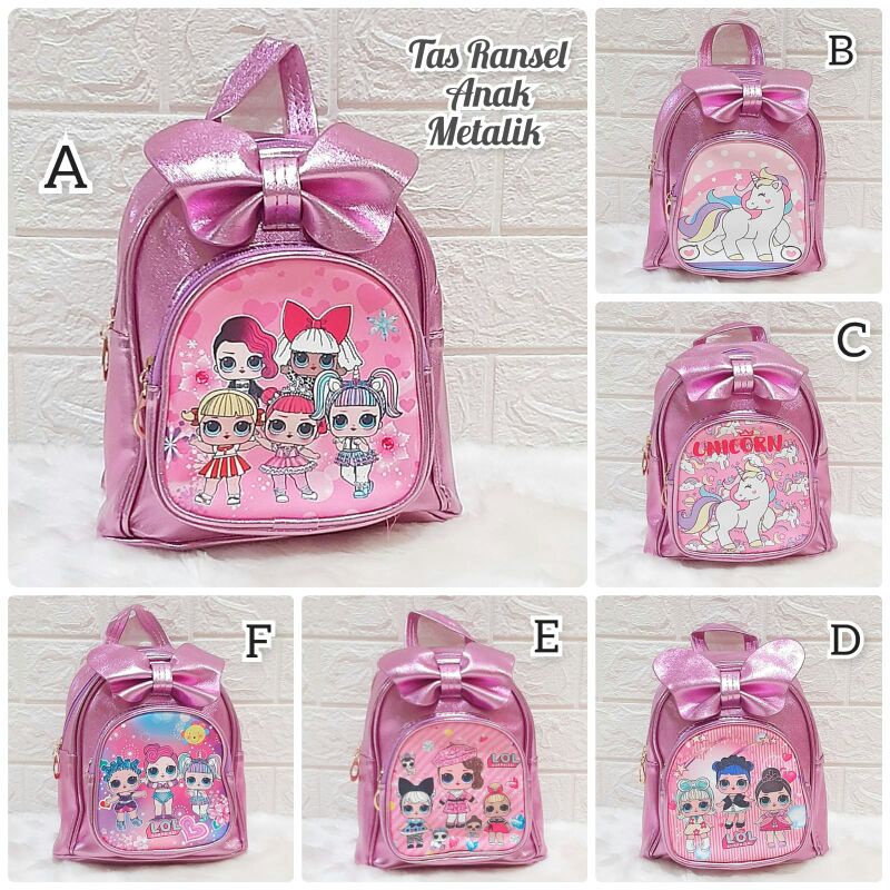 Tas Ransel Dan Selempang Anak Metalik Unicorn LOL