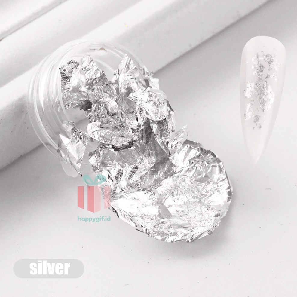 Foil Flakes Aluminium Nail Art / Kertas Foil dekorasi Kuku / Foil Paper for Nail Art KU039