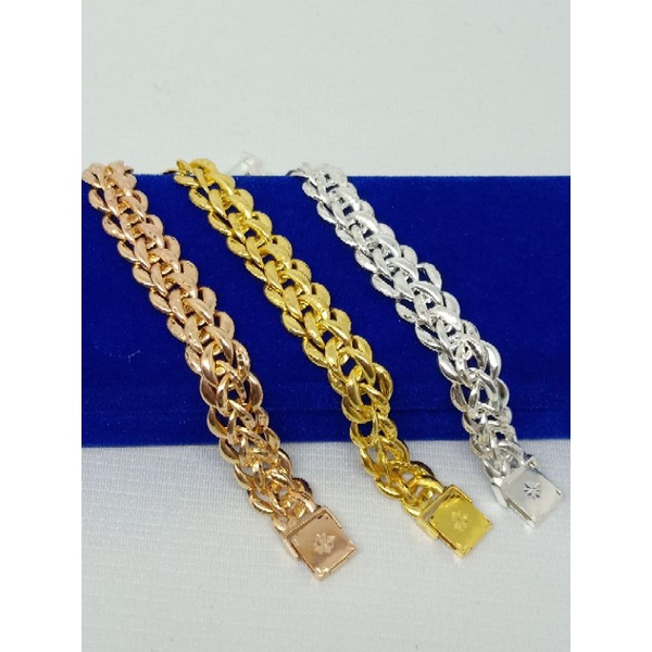 GELANG RANTAI KEPANG BESAR&amp;KECIL+ UKIR BLINK / GELANG PERAK ASLI SILVER 925 LAPIS EMAS/ GELANG FASHION WANITA TERBARU