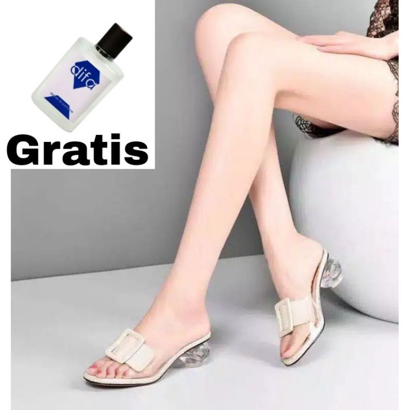 Sandal Hak Tahu Kaca/Hils Wanita Sepatu Hak Tali/Sandal Hak Murah/Hils