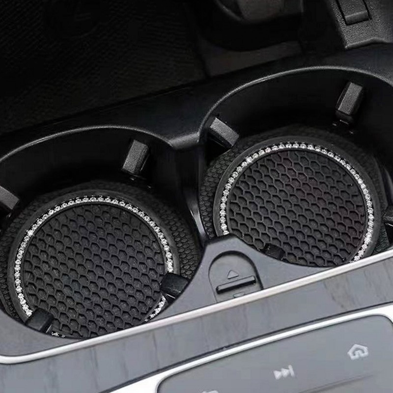 Car anti-slip water cup cushion diamond Berlian Imitasi bling Dekorasi auto interior Cangkir Botol anti Selip Karet Tikar Aksesoris Mobil