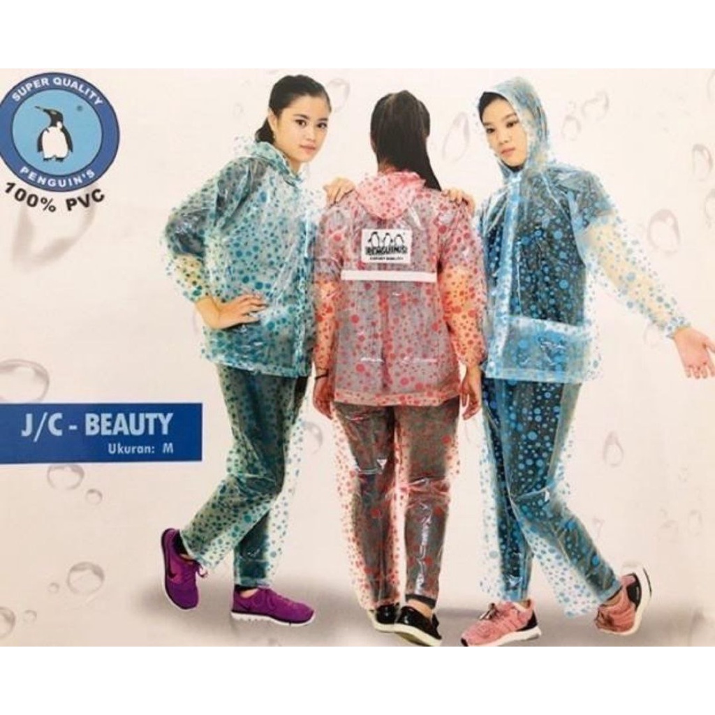 PENGUIN'S JAS HUJAN JAKET CELANA FOXY POLKADOT [gerai]