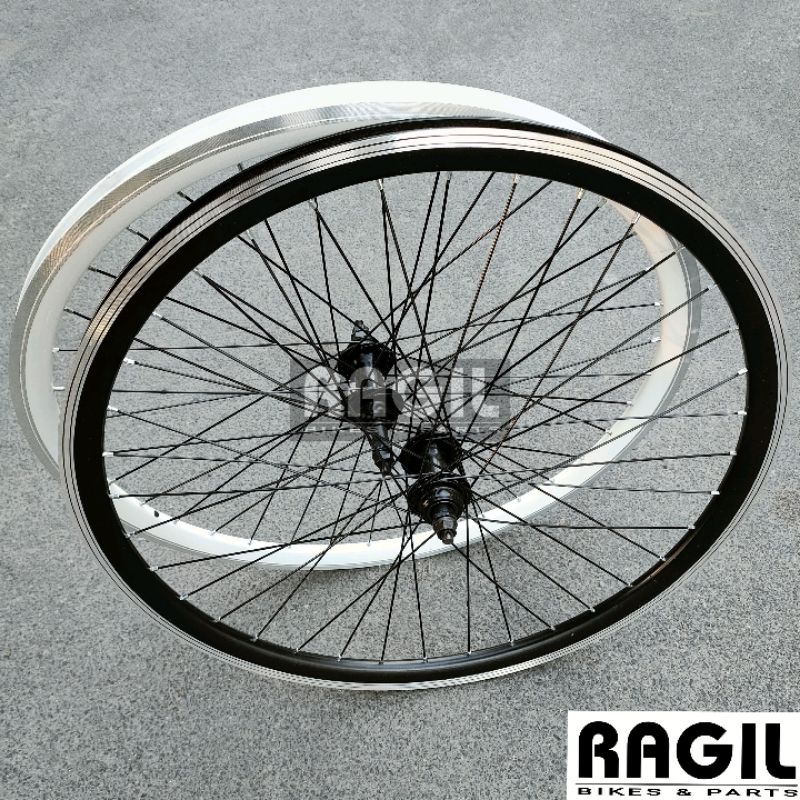 WHEELSET VELG 26 ARAYA TM880 DOUBLE WALL ALLOY RIM RIMS 26" INCH DEPAN DAN BELAKANG HITAM SEPEDA FED