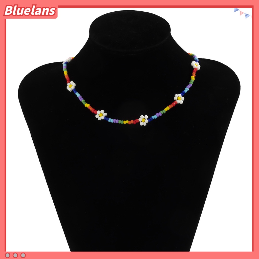 1 Set Kalung Gelang Cincin Manik-Manik Bunga Warna-Warni Handmade Untuk Perhiasan Pantai